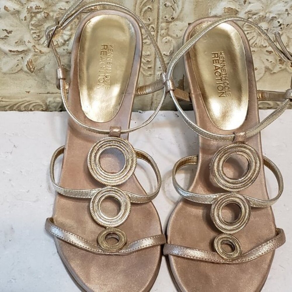 Kenneth Cole Reaction Gold 3 Ring Strappy Heels